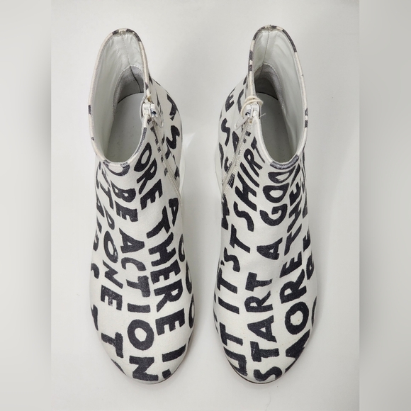 MM6 Maison Martin Margiela Clear Lucite Heels Canvas Print Boots Size 37 US 6.5 - Picture 5 of 6